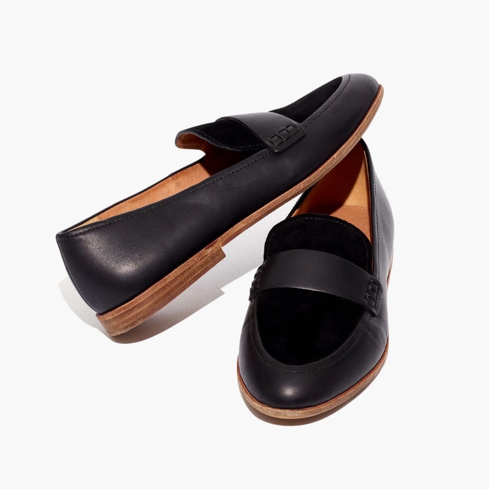 Madewell The Alex Loafer in black leather and suede, women’s size 7.5